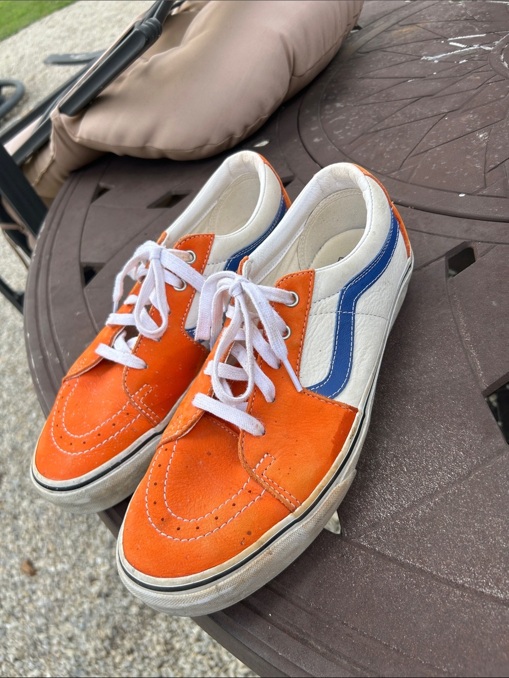 Vans Orange, White & Blue Low-Top Sneakers